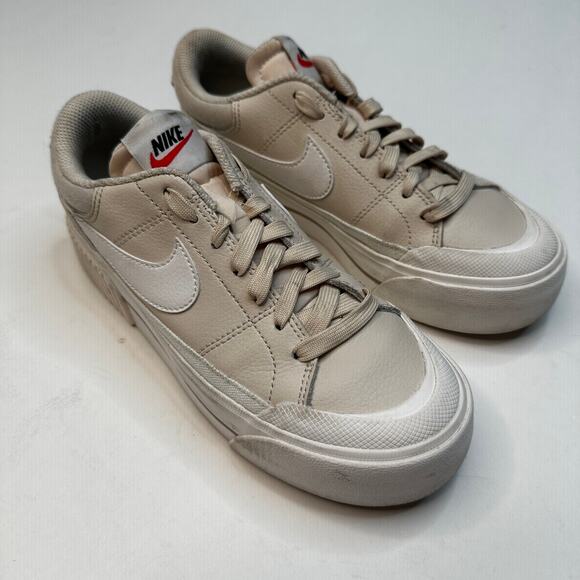 Nike Court Legacy Cream White Lift Platform Sneakers - Picture 2 of 6